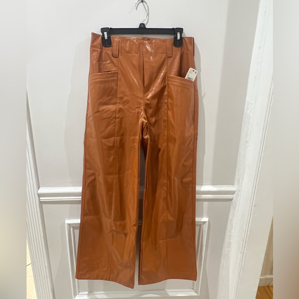 Free People Star Crossed Lovers Patent Leather Straight Leg Pants